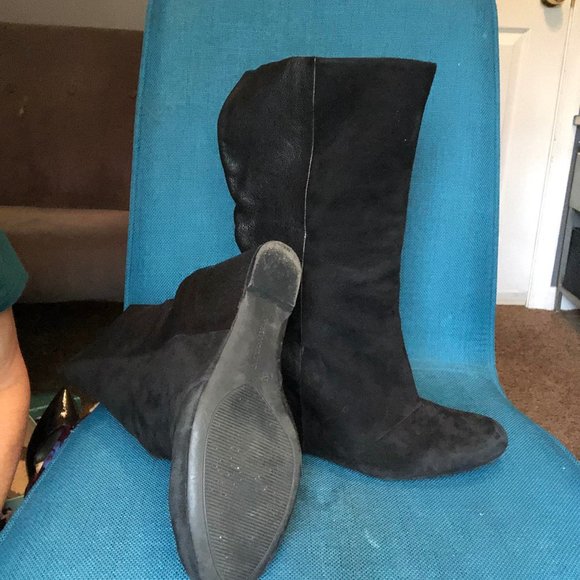 ENZO ANGIOLINI Black Leather/Suede Mid Calf Boots - Picture 5 of 5